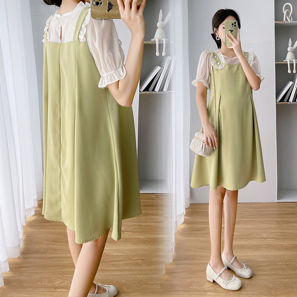 Ženska modna haljina na kopčanje za trudnice