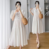 Μοντέρνο φόρεμα εγκυμοσύνης με κέντημα και κουμπιά