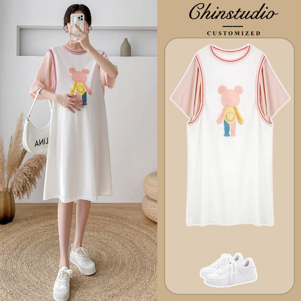 Ženska ležerna haljina za trudnice kratkih rukava