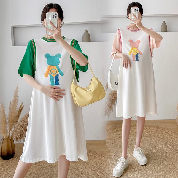 Ženska ležerna haljina za trudnice kratkih rukava