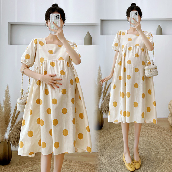 Ženska haljina s četvrtastim izrezom za trudnice