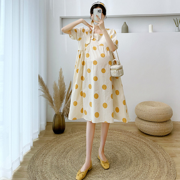 Ženska haljina s četvrtastim izrezom za trudnice