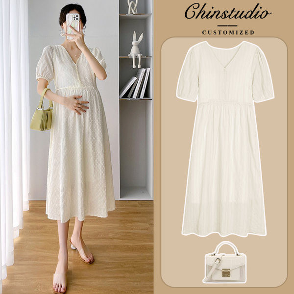 Rochie decupata model nou cu decolteu ascutit pentru gravide