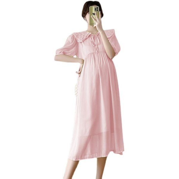 Moderna ljetna trudnička haljina u roza boji