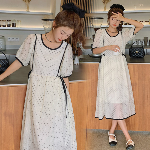 Ležerna duga haljina za trudnice na vezanje