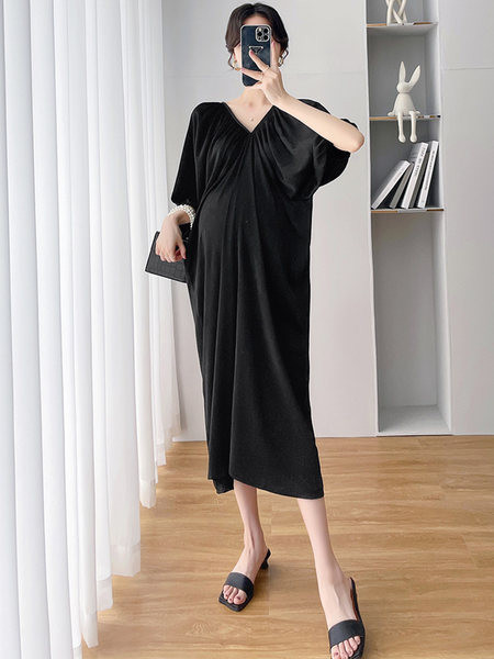 Elegantna haljina sa špicastim dekolteom za trudnice