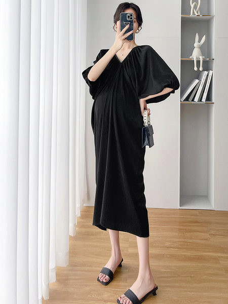 Elegantna haljina sa špicastim dekolteom za trudnice