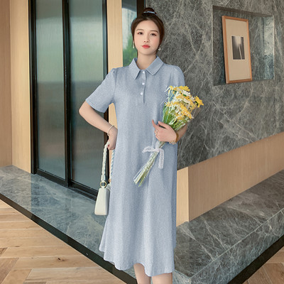 Βαμβακερό καλοκαιρινό φόρεμα με κλασικό γιακά για εγκύους