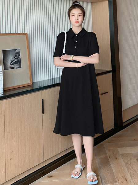 Βαμβακερό καλοκαιρινό φόρεμα με κλασικό γιακά για εγκύους