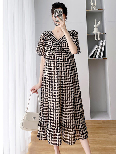 Ženska ljetna haljina s dubokim dekolteom za trudnice