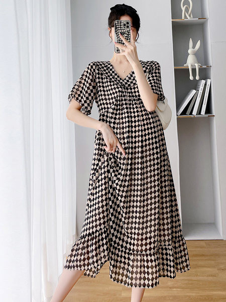 Ženska ljetna haljina s dubokim dekolteom za trudnice