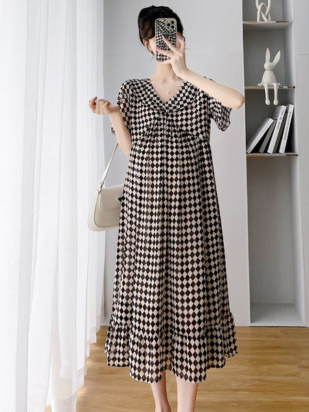 Ženska ljetna haljina s dubokim dekolteom za trudnice