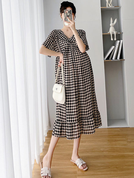 Ženska ljetna haljina s dubokim dekolteom za trudnice