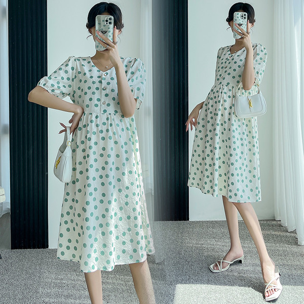 Široka trudnička haljina na točkice