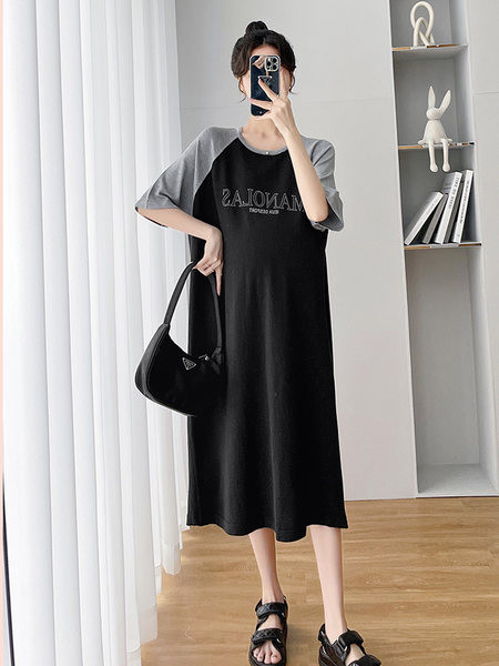 Ženska ležerna haljina za trudnice kratkih rukava