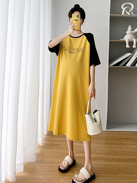 Ženska ležerna haljina za trudnice kratkih rukava