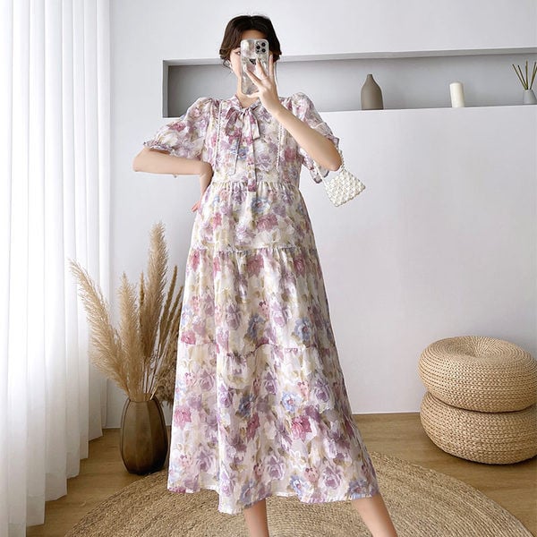 Rochie de vara dama cu model floral pentru gravide