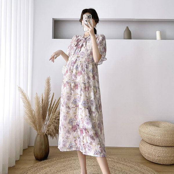 Rochie de vara dama cu model floral pentru gravide