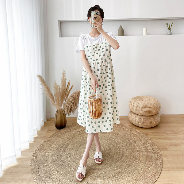 Široka trudnička haljina na točkice