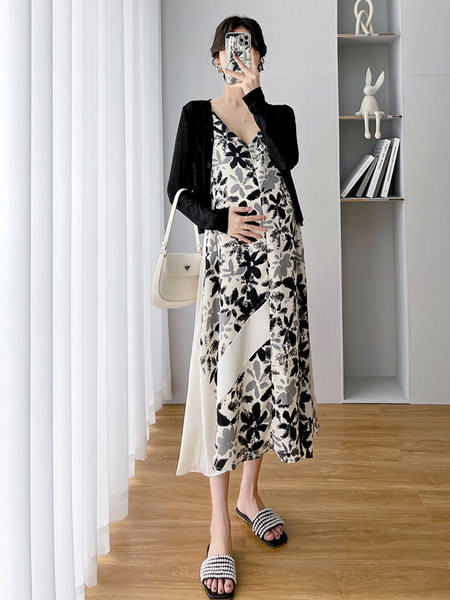 Ženska haljina sa širokim naramenicama i V izrezom