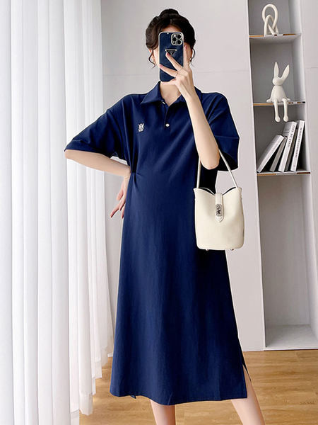 Ühevärviline naiste lühikeste varrukatega raseduskleit