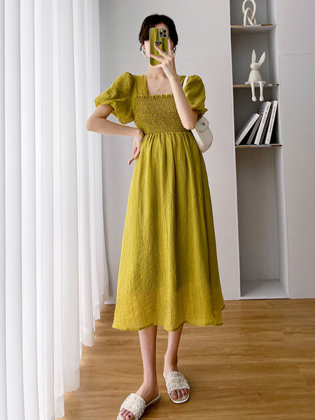 Ljetna haljina za trudnice s četvrtastim izrezom i kratkim rukavima