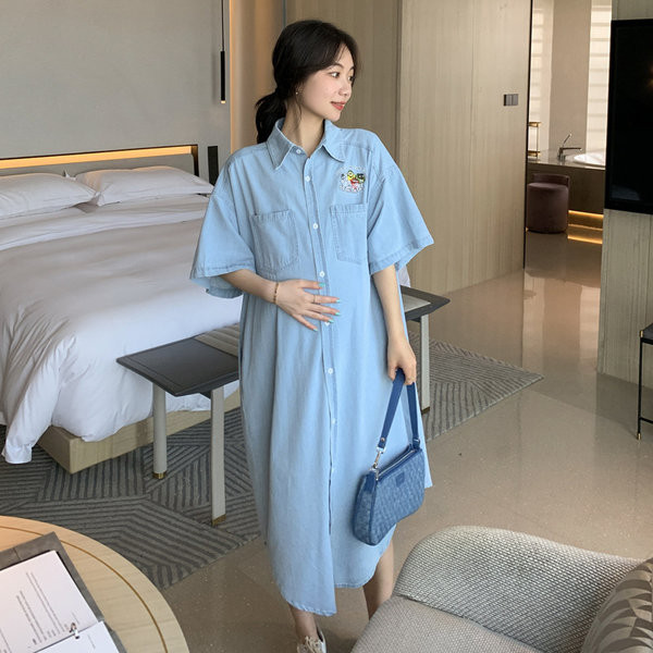 Široka teksas trudnička haljina