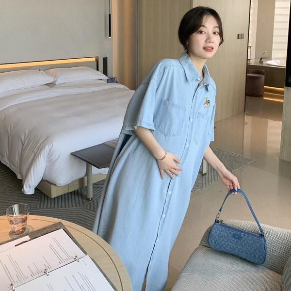 Široka teksas trudnička haljina