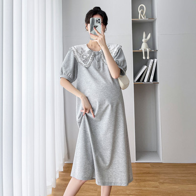 Γυναικείο φόρεμα εγκυμοσύνης casual με γιακά