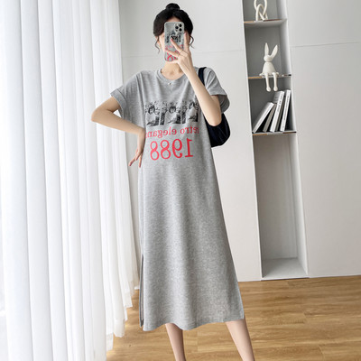 Ljetna haljina za trudnice s okruglim izrezom