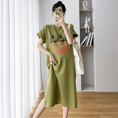 Ljetna haljina za trudnice s okruglim izrezom