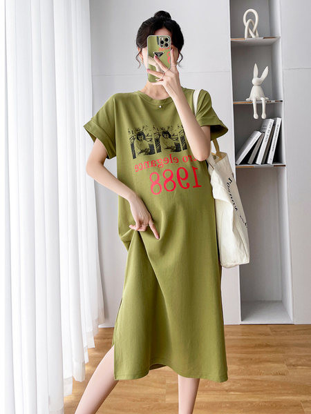 Ljetna haljina za trudnice s okruglim izrezom