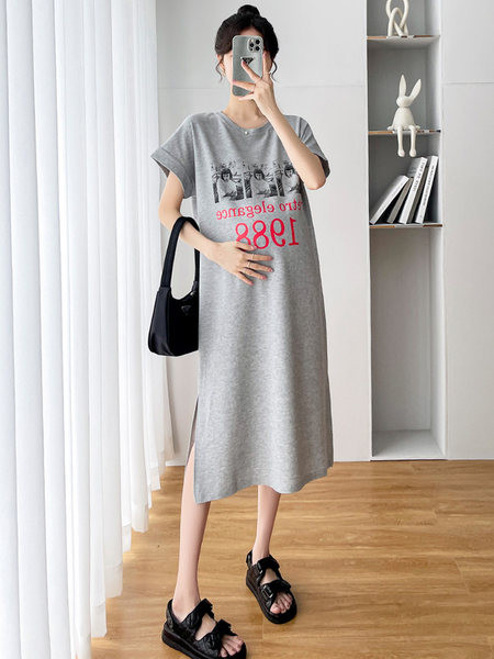 Ljetna haljina za trudnice s okruglim izrezom