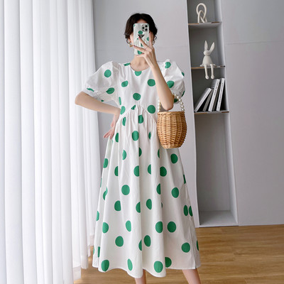 Καλοκαιρινό κομμένο πουά φόρεμα κατάλληλο για εγκύους