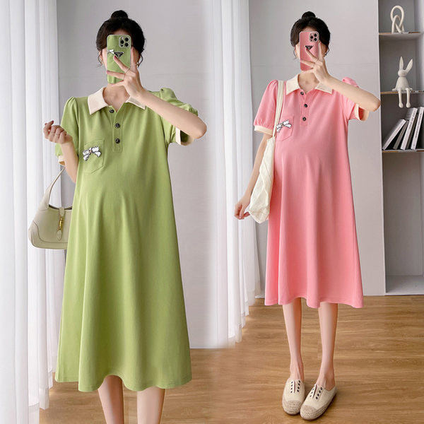 Rochie de maternitate cu guler casual pentru femei