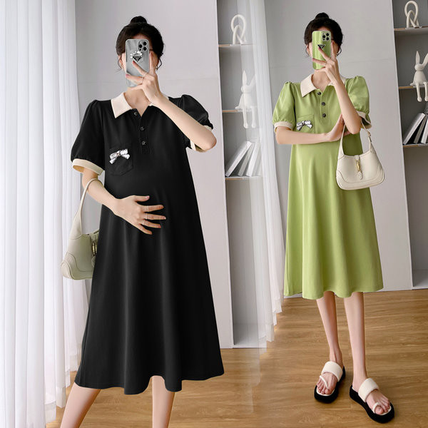 Rochie de maternitate cu guler casual pentru femei