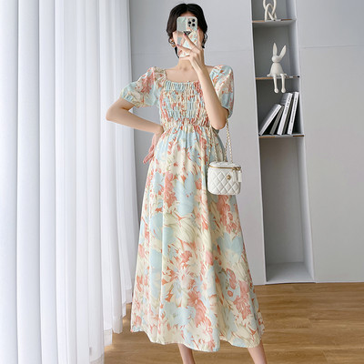 Νέο μοντέλο μοντέρνο φόρεμα εγκυμοσύνης με φλοράλ μοτίβα