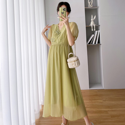 Μοντέρνο γυναικείο κοντομάνικο φόρεμα για έγκυες γυναίκες