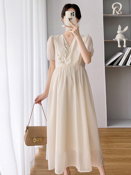 Μοντέρνο γυναικείο κοντομάνικο φόρεμα για έγκυες γυναίκες