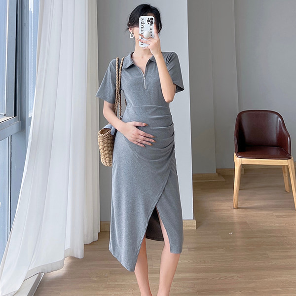 Novi model ženske asimetrične trudničke haljine