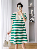 Γυναικείο ριγέ φόρεμα εγκυμοσύνης με φερμουάρ