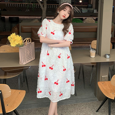 Γυναικείο casual φόρεμα εγκυμοσύνης με στρογγυλή λαιμόκοψη