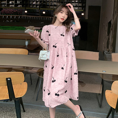 Γυναικείο casual φόρεμα εγκυμοσύνης με στρογγυλή λαιμόκοψη