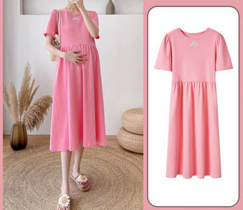 Φόρεμα εγκυμοσύνης με διάφανο σχέδιο με κοντό μανίκι μοτίβο