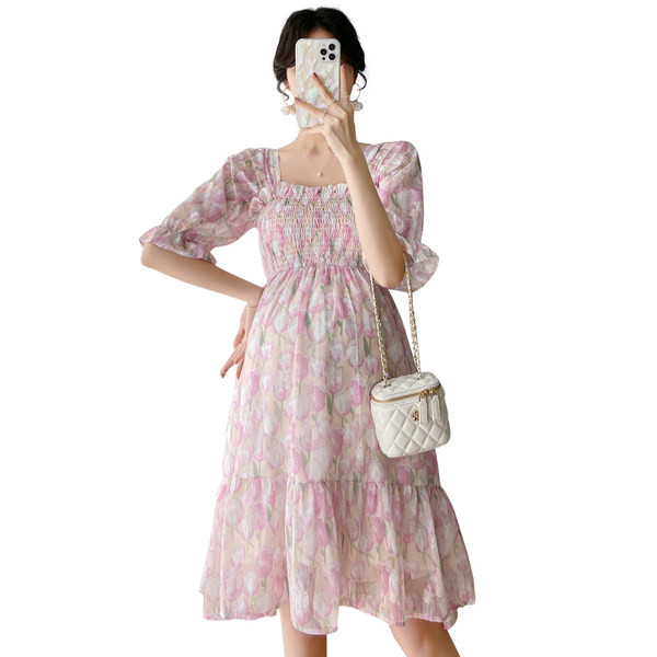 Ženska haljina za trudnice s četvrtastim izrezom