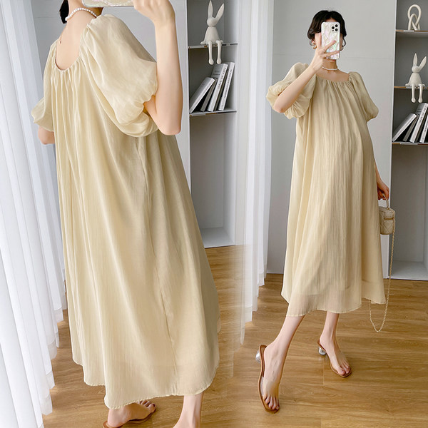 Ženska široka haljina za trudnice s brodskim izrezom