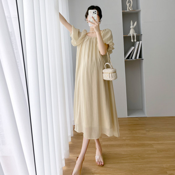 Ženska široka haljina za trudnice s brodskim izrezom