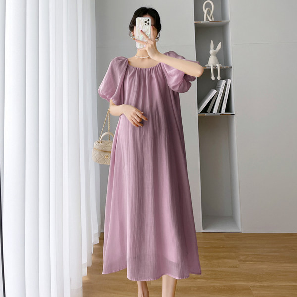 Ženska široka haljina za trudnice s brodskim izrezom