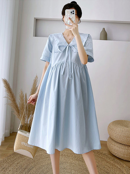 Trudnička haljina besplatnog uzorka s vrpcom