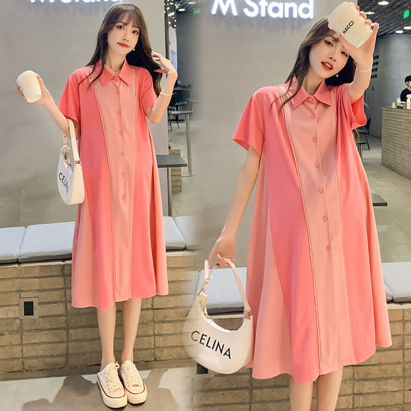 Rochie cămașă de maternitate largi, cu închidere cu nasturi